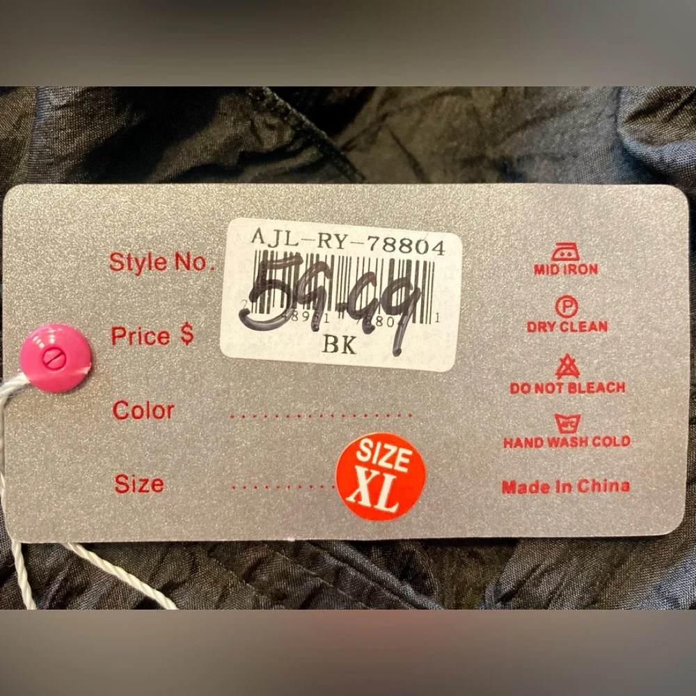 NWT - Pretty Angel Black Ruffled Trench Coat, sz XL - Picture 4 of 5